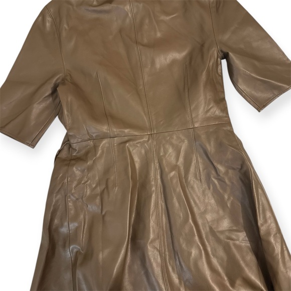 Oak + Fort Vegas Faux Leather Wrap Dress | Brown | XS | NWT - Picture 9 of 9